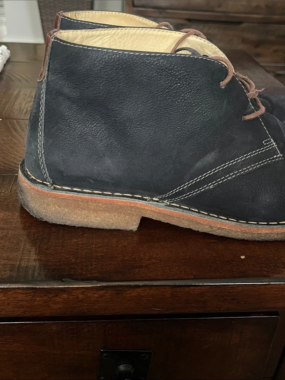 Johnston & Murphy Navy/Black Chukka Boots with Tan Accents